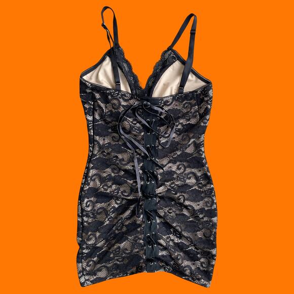 90's 00's vintage lace corset bodycon y2k micro mini dress XS - Picture 3 of 7